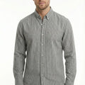 Stripe Button Down Shirt For Men - Grey Stripes - MEME