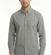 Stripe Button Down Shirt For Men - Grey Stripes - MEME