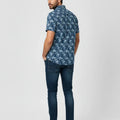 Printed Half Sleeve Shirt For Men - Blue - MEME