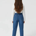 Paper Bag Denim Jeans For Girl - Mid Blue - MEME