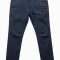 Men's navy slim-fit chinos with button closure and belt loops