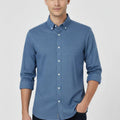 Texture Button Down Shirt For Men - Blue - MEME