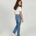 Medium Wash Flared Denim Jeans For Girl - Mid Blue - MEME