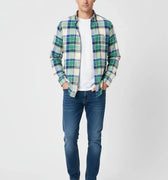Check Button Down Shirt For Men - Green - MEME