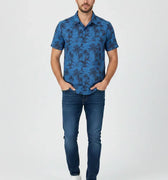 Printed Half Sleeve Shirt For Men - Blue - MEME