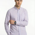Stripe Button Down Shirt For Men - Blue Stripe - MEME