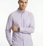 Stripe Button Down Shirt For Men - Blue Stripe - MEME