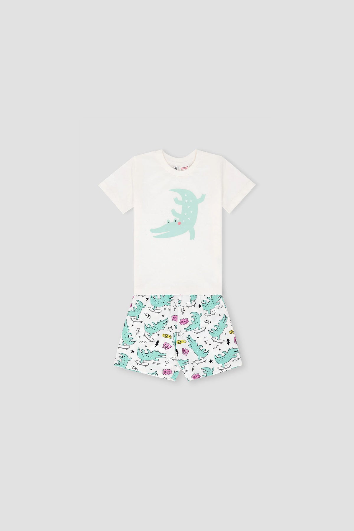 Graphic T-Shirt & Short Suit For Baby Boy - White