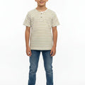 Striped Button Neck T-Shirt for Boys - Verde - MEME