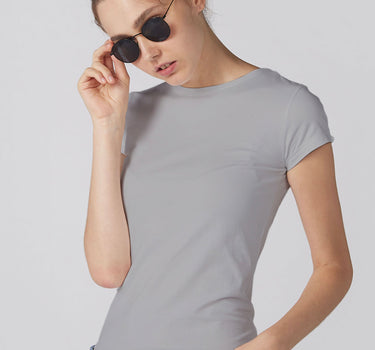 Crew Neck T-Shirt For Women - Grey 