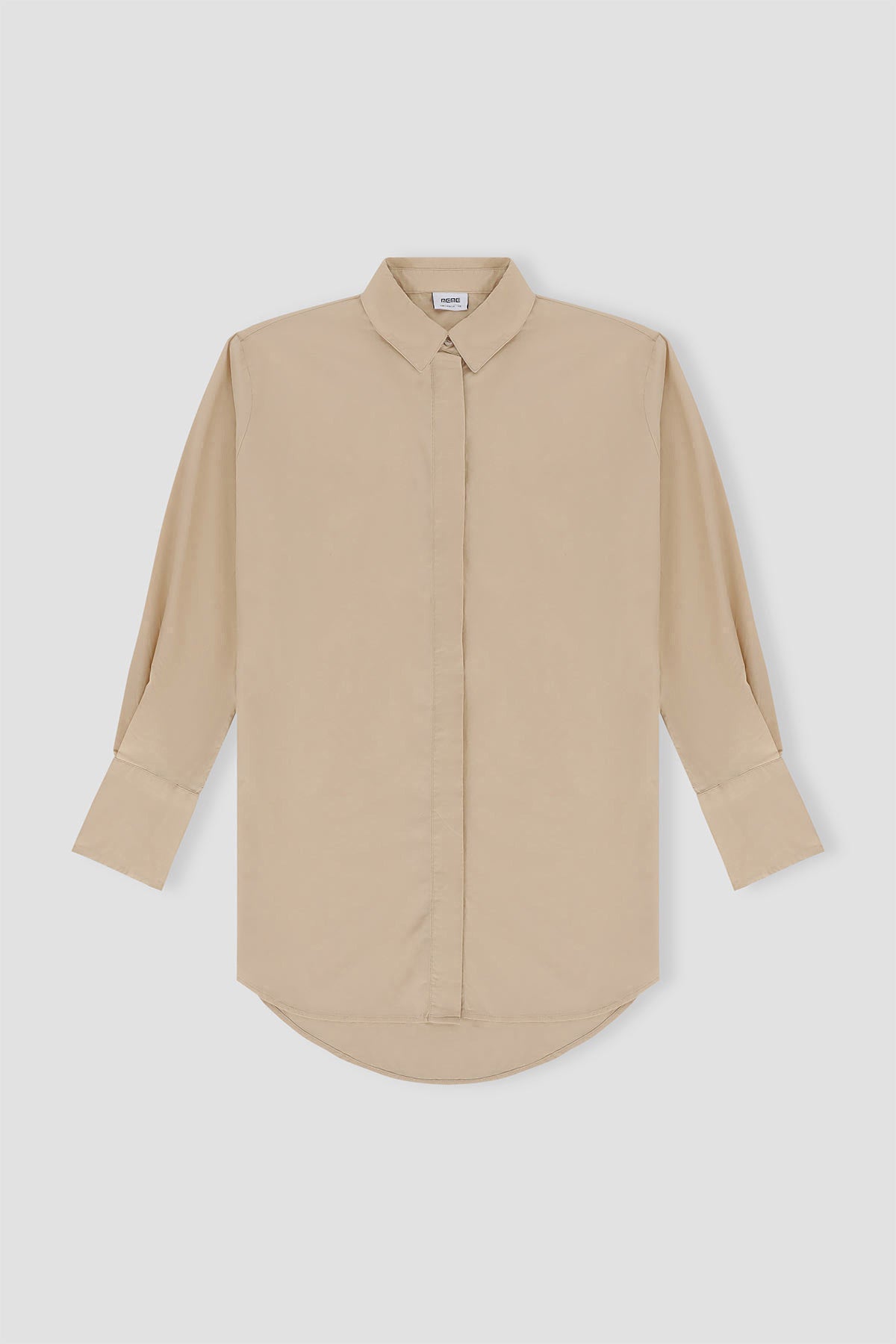 Solid Drop Cut Concealed placket Shirt For Women - Beige