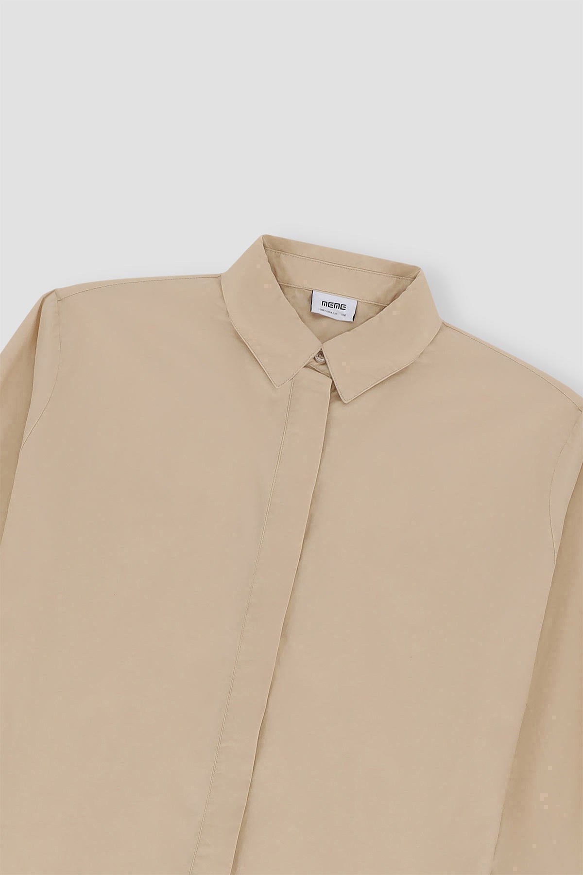 Solid Drop Cut Concealed placket Shirt For Women - Beige