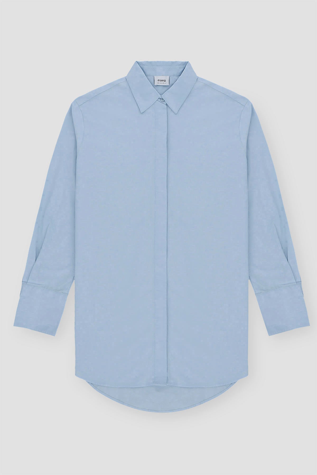 Solid Drop Cut Concealed placket Shirt For Women - Sky Blue