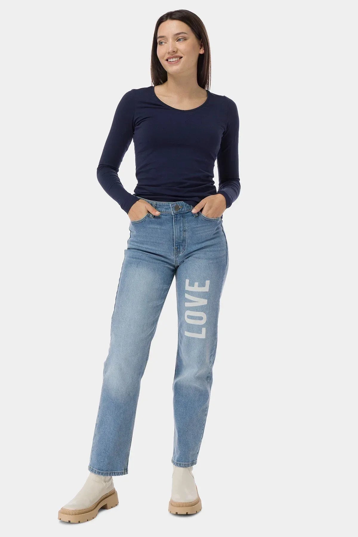 Regular Jeans For Women - Light Blue - MEME