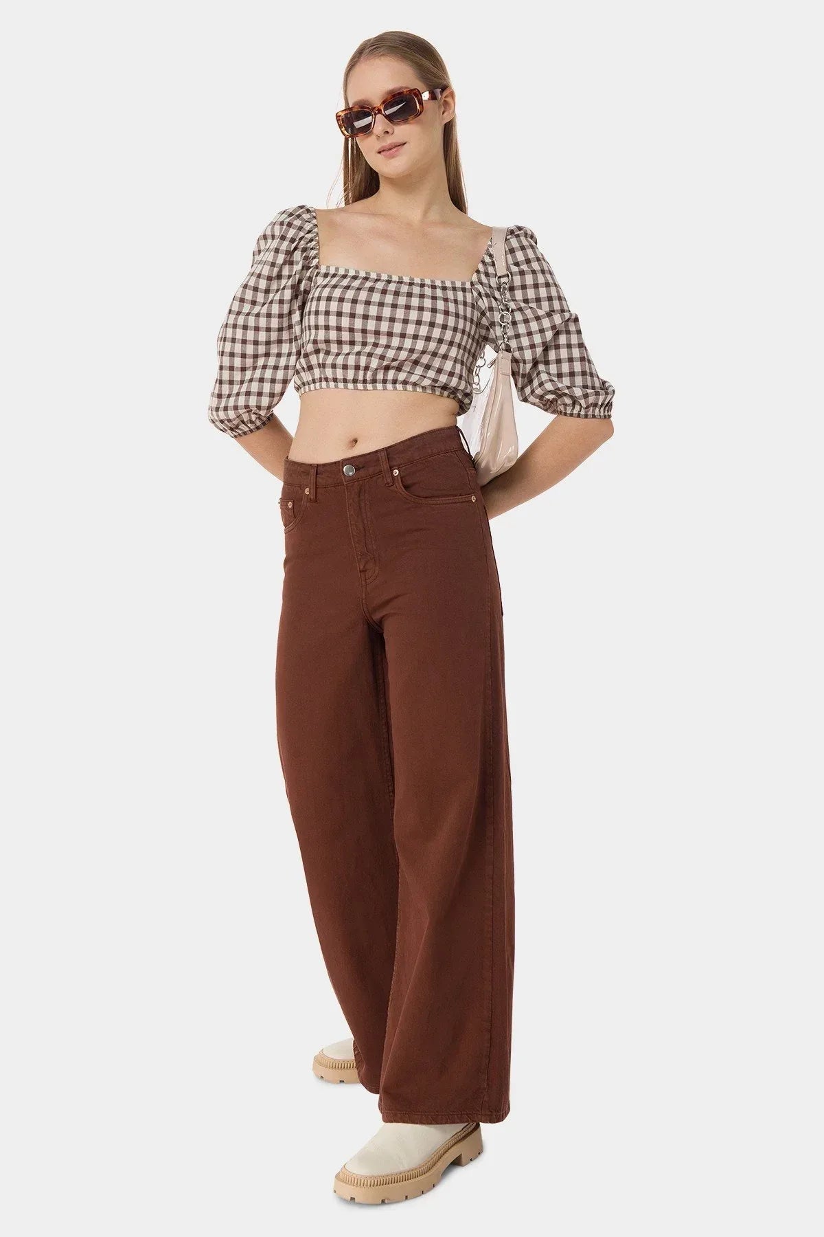 Wide Leg Trouser For Women - Brown - MEME
