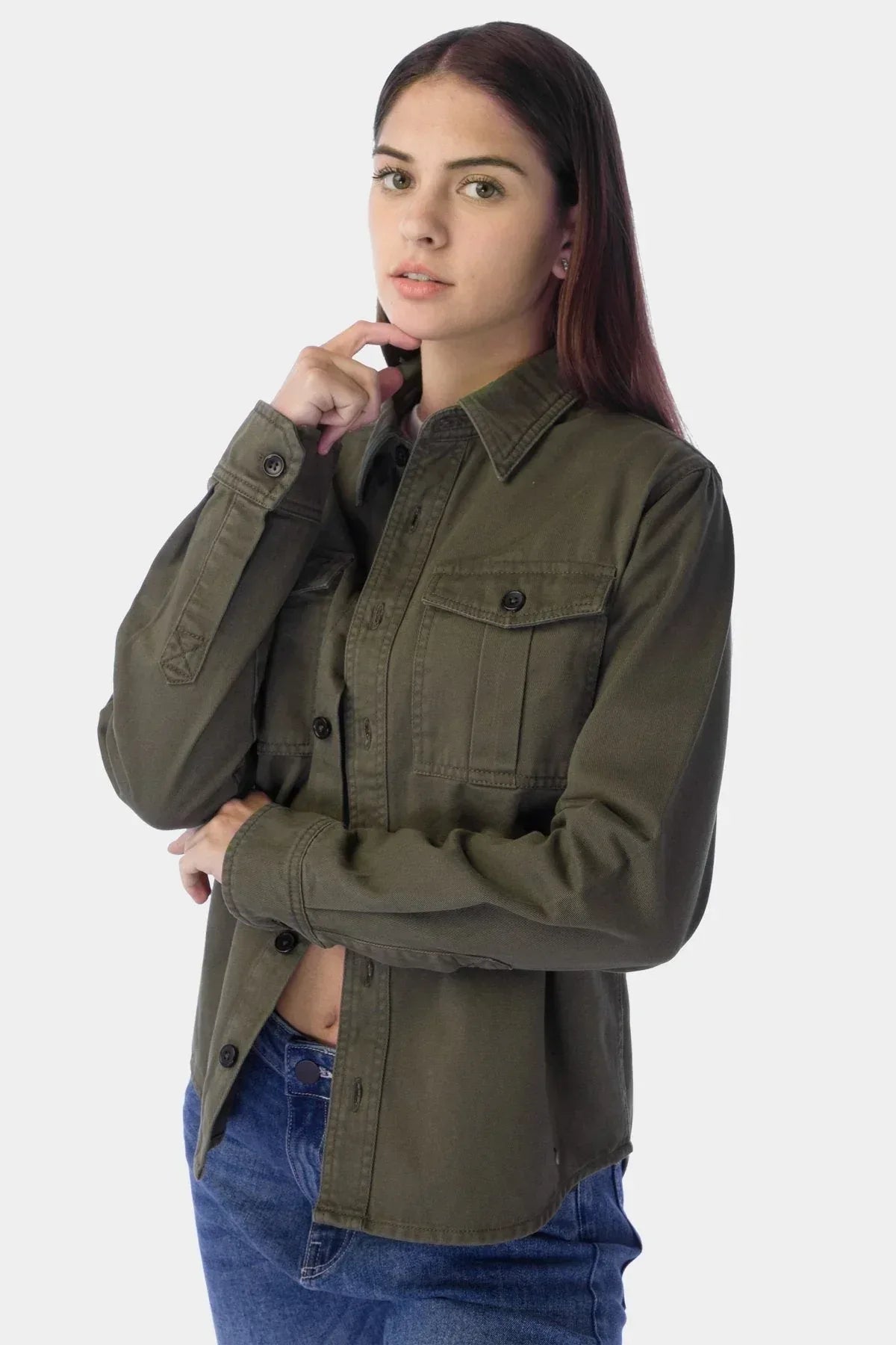 Full Sleeves Women Shacket Khaki – MEME