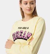 Printed Long Sleeve T-Shirt For Women - Yellow - MEME