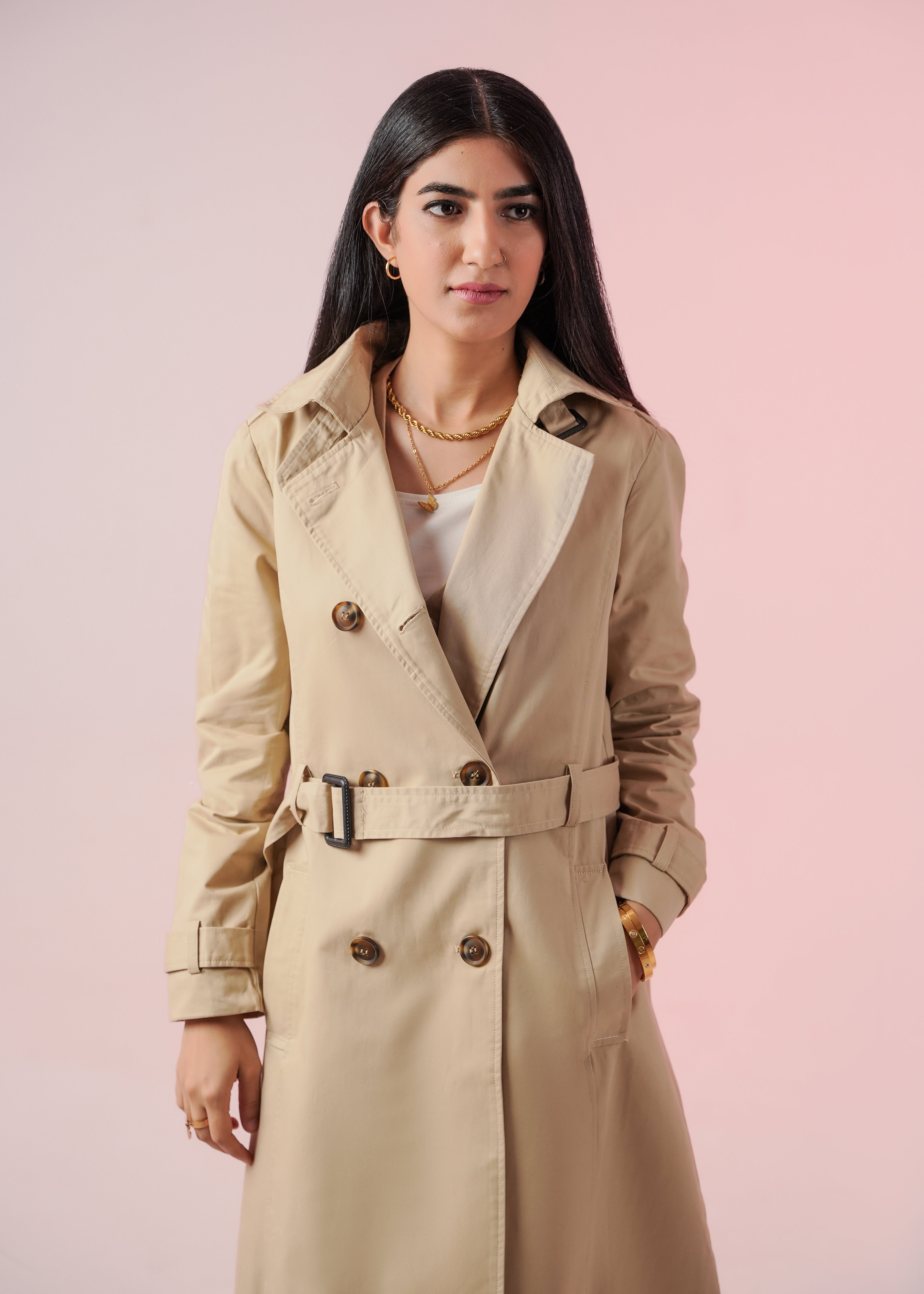 Long Coat For Women - Beige