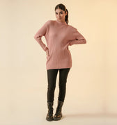 Mock Neck Sweater For Women - Pink