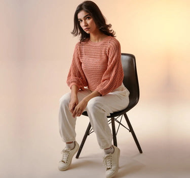 Knitted Sweater For Women - Mauve