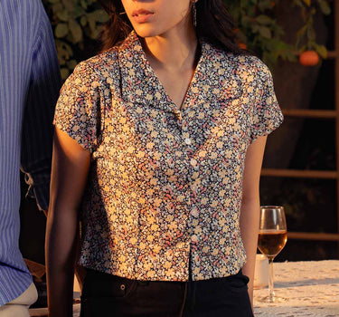 Women Floral Copped Shirt 