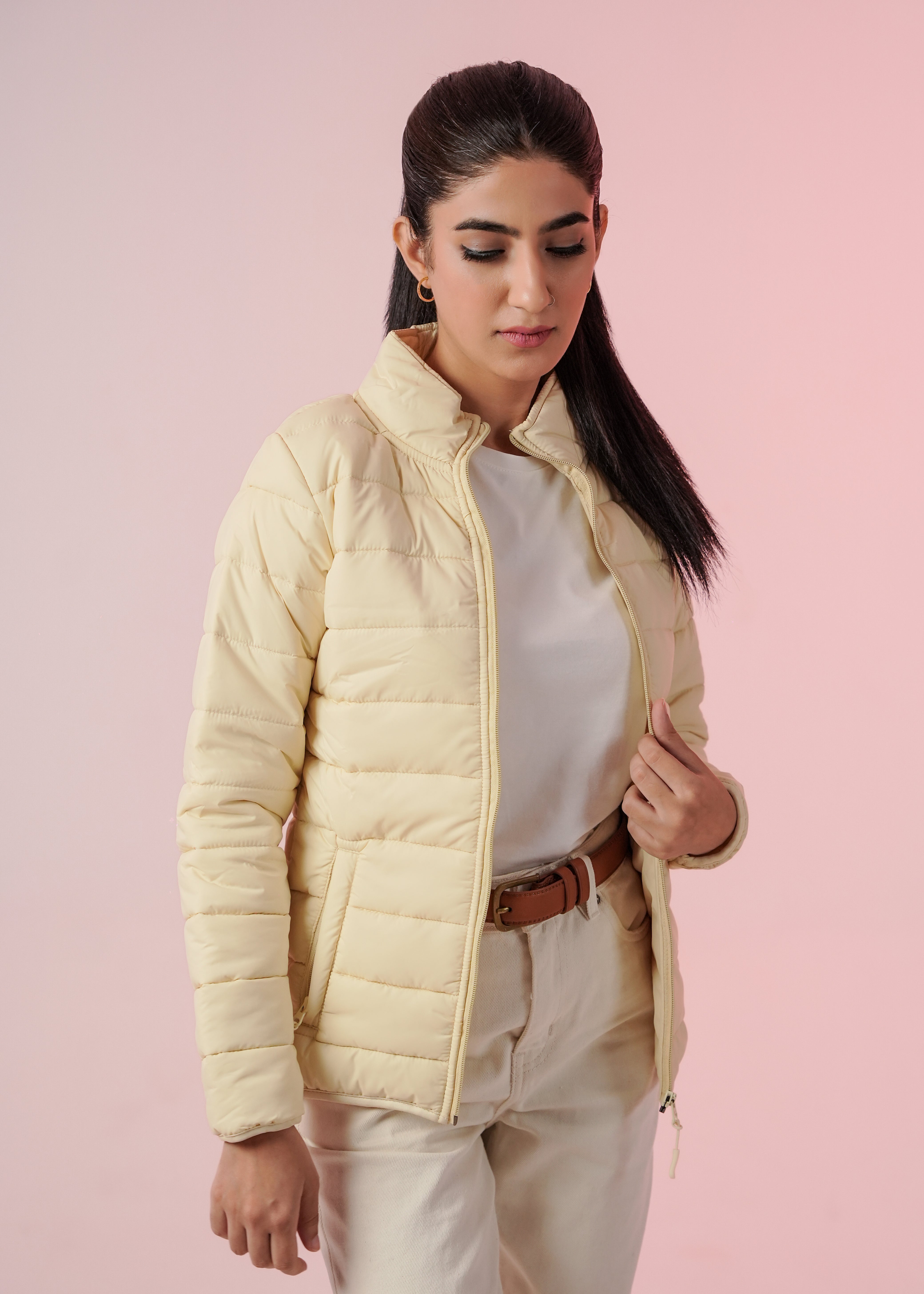 Puffer Jacket For Women - Ivory