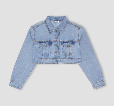 Cropped Denim Jacket For Women – Light Blue 