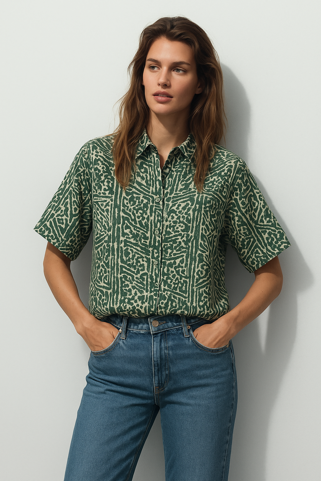 Printed Shirt for women - Green