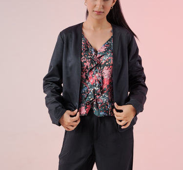 Short Length Blazer For Women - Navy 