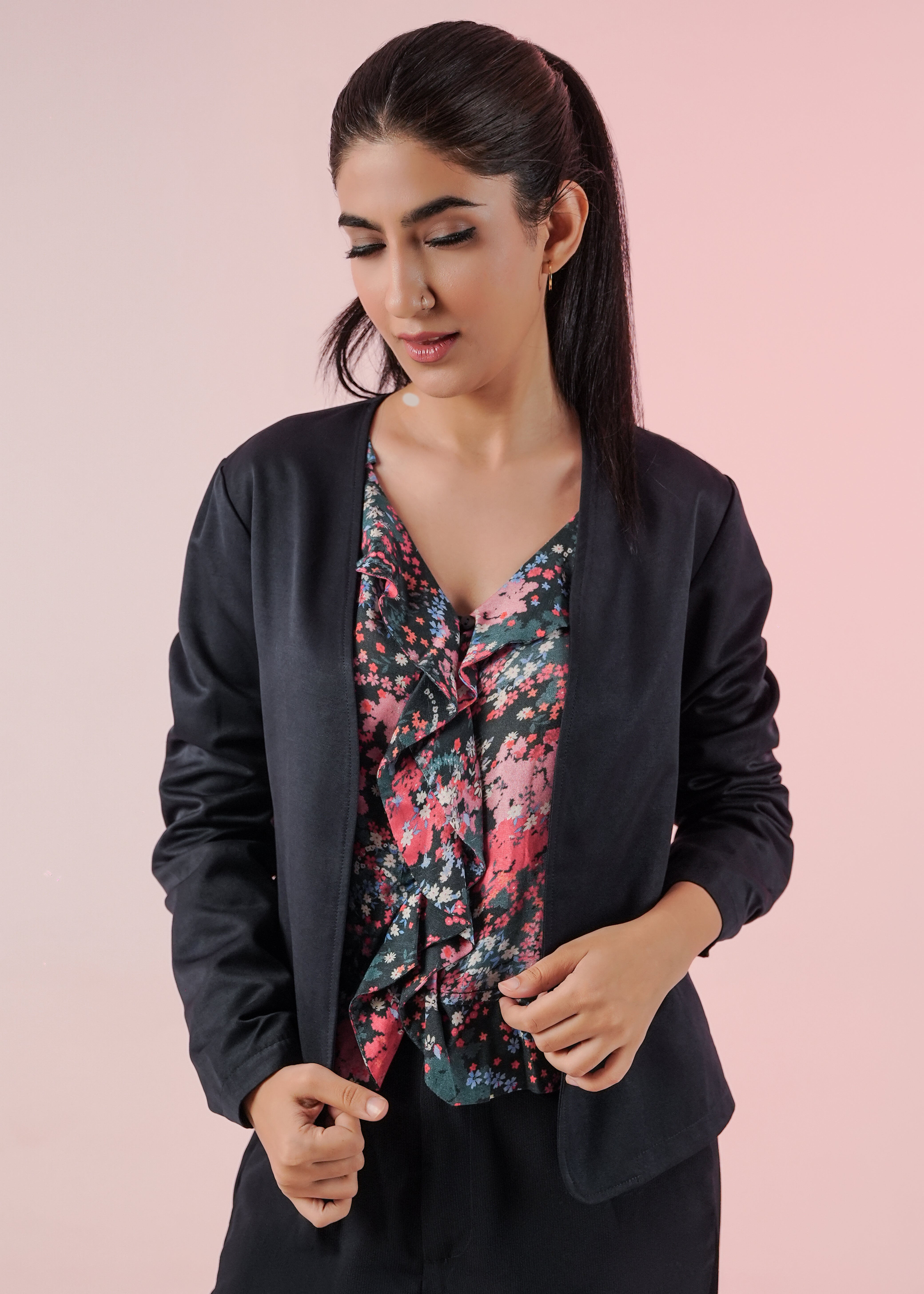 Short Length Blazer For Women - Navy