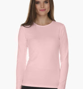 Solid Long Sleeve T-Shirt For Women - Pink - MEME