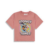 Loony Tunes T-Shirt for Girl- Greyish Pink Front Side
