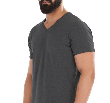 Solid V Neck T-Shirt For Men - Charcoal 