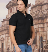 Solid Polo T-Shirt For Men - Black 