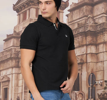 Solid Polo T-Shirt For Men - Black 