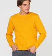 Crew Neck Solid Sweatshirt For Men - Yellow 