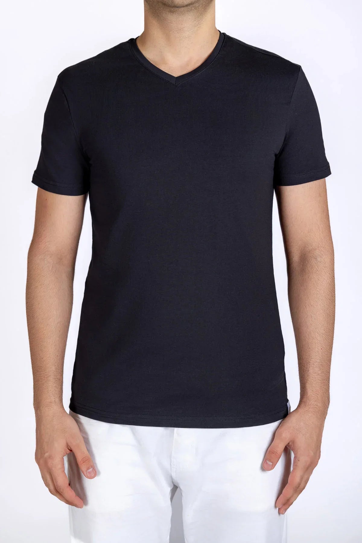 V-Neck Solid T-Shirt For Men - Black – MEME