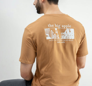 Crew Neck Typography T-Shirt For Men - Brown 