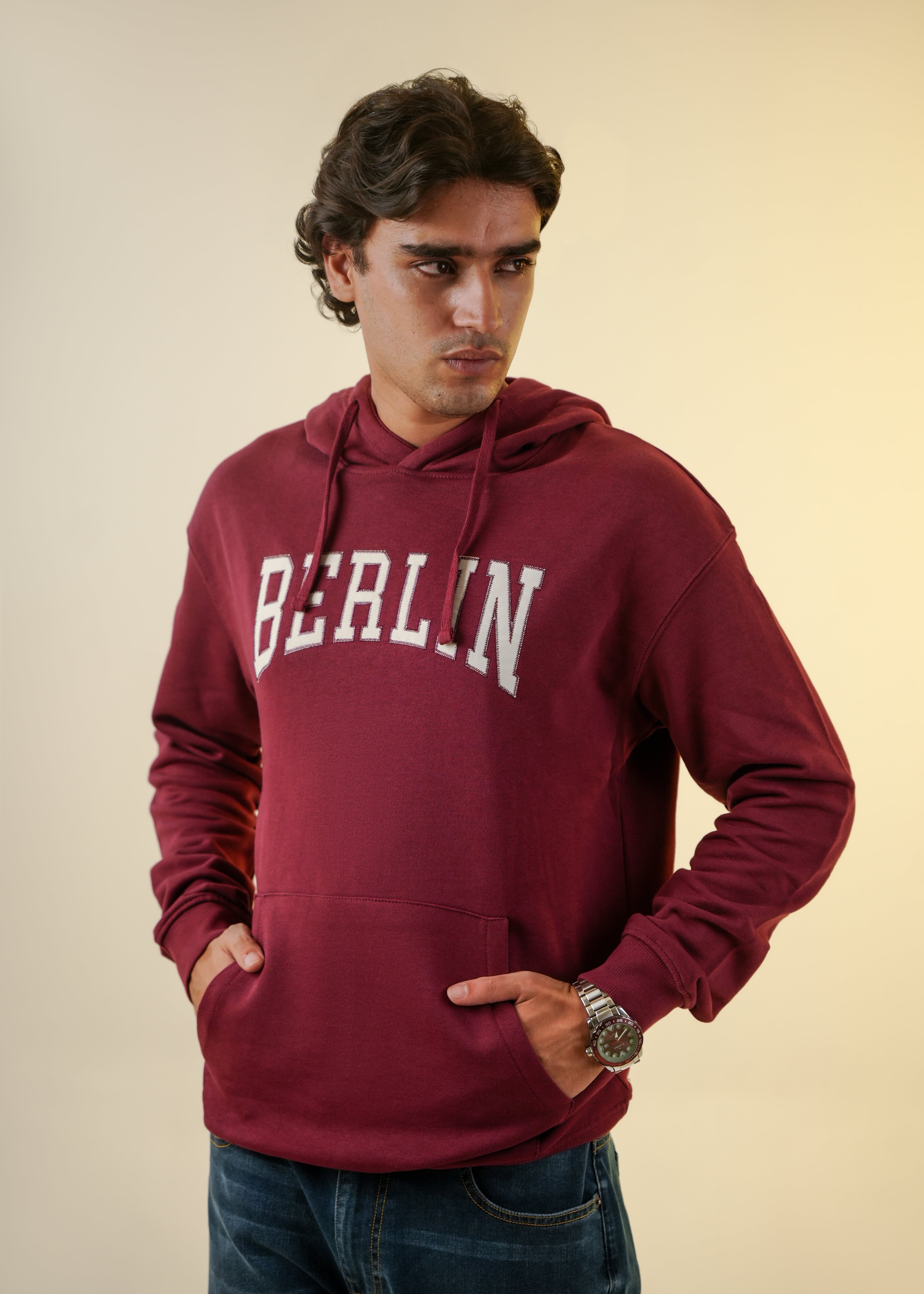 Pullover Hoodie For Men - Burgundy 