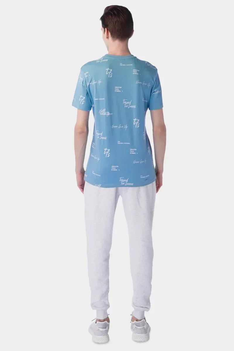 Printed T-Shirt For Men - Blue - MEME
