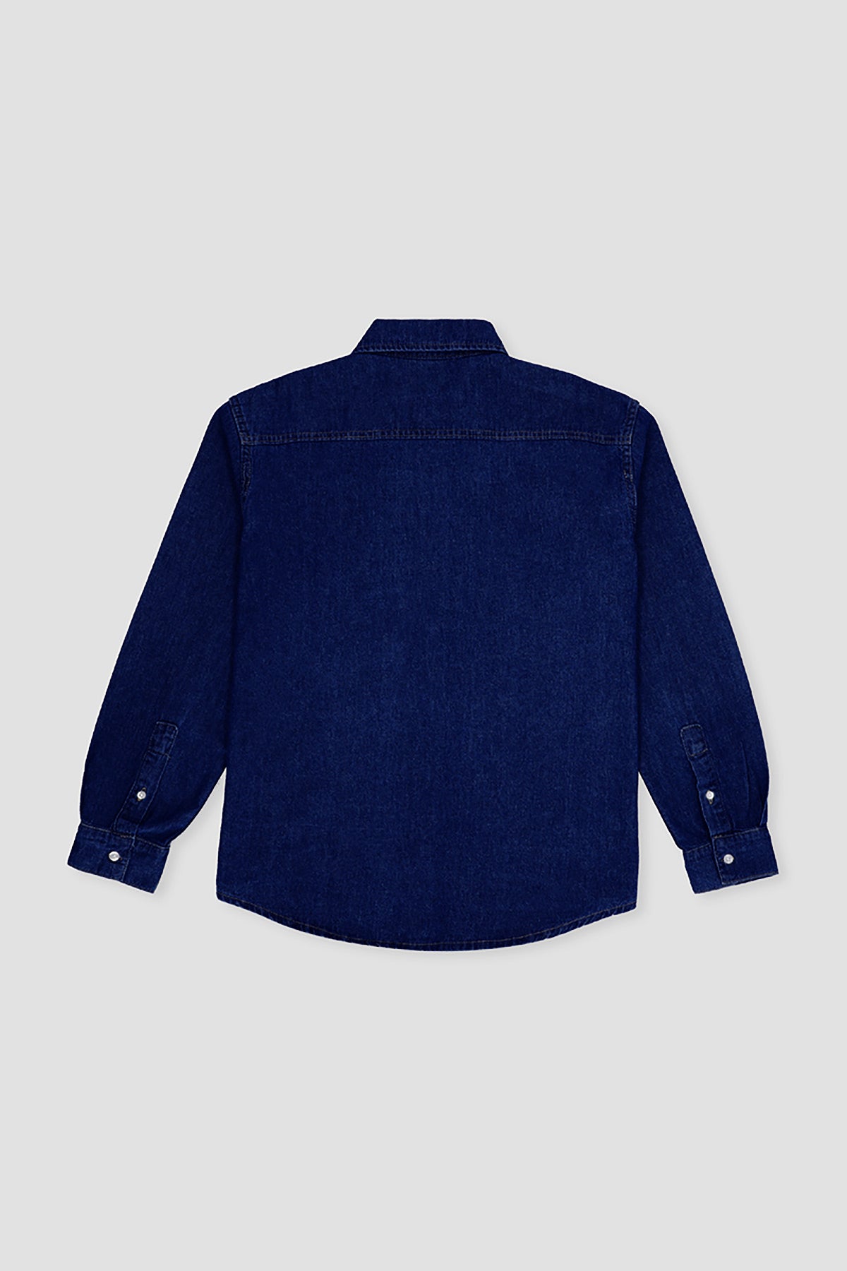 Flap Pocket Denim Spread Collar Shacket For Men - Dark Blue