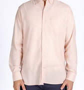 Full Sleeve Slim Fit Solid Button Down Shirt For Men - Peach 