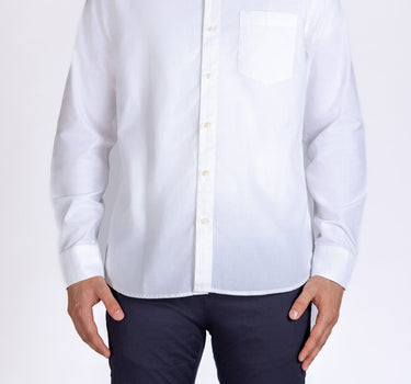 Full Sleeve Solid Spread Collar Shirt For Men - White 