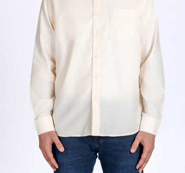 Full Sleeve Solid Spread Collar Shirt For Men - Cream 