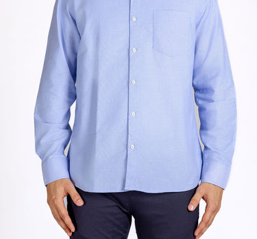 Full Sleeve Solid Spread Collar Shirt For Men - Light Blue 