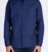 Full Sleeve Solid Spread Collar Shirt For Men - Navy 