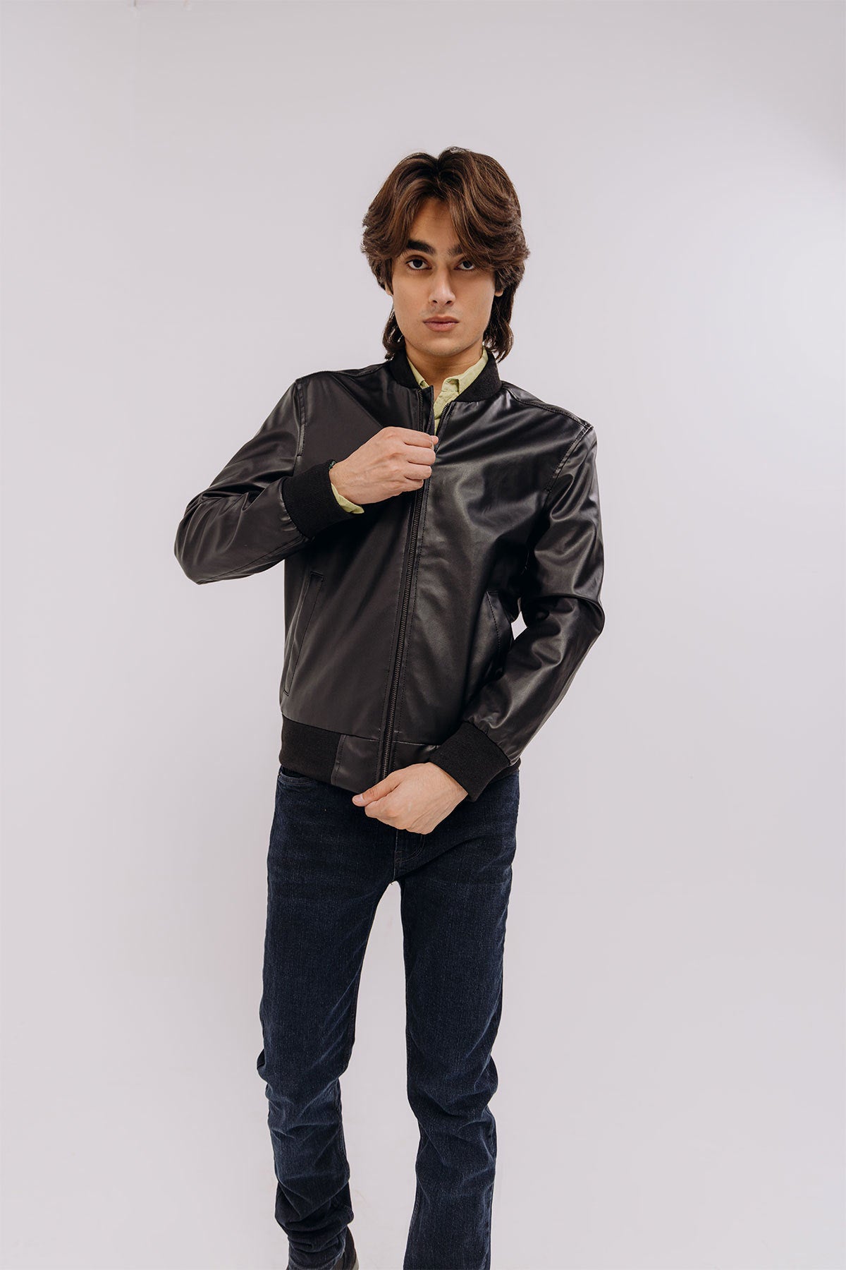 Men's Leather Bomber Jacket 