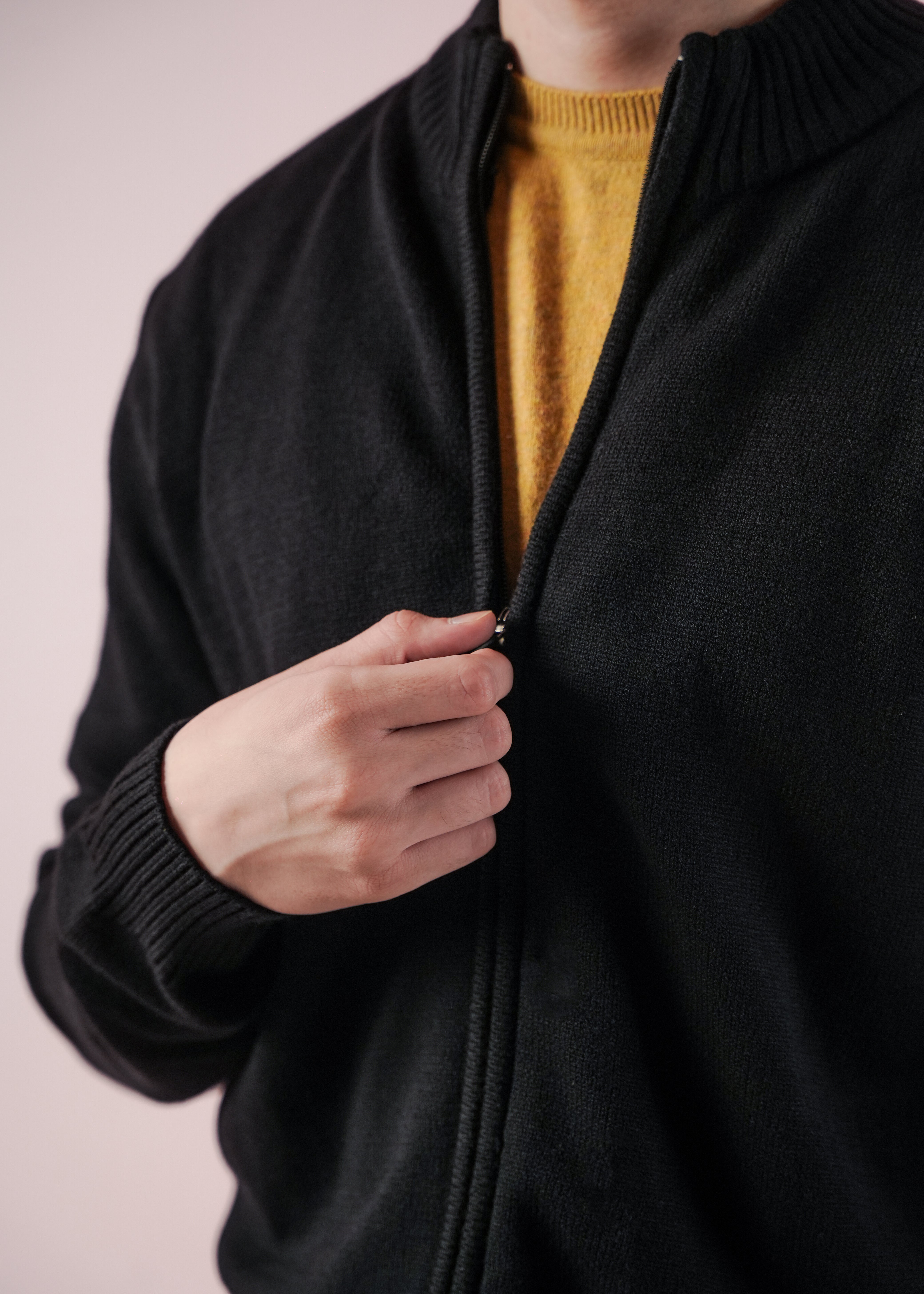 Zipper Cardigan For Men - Black 