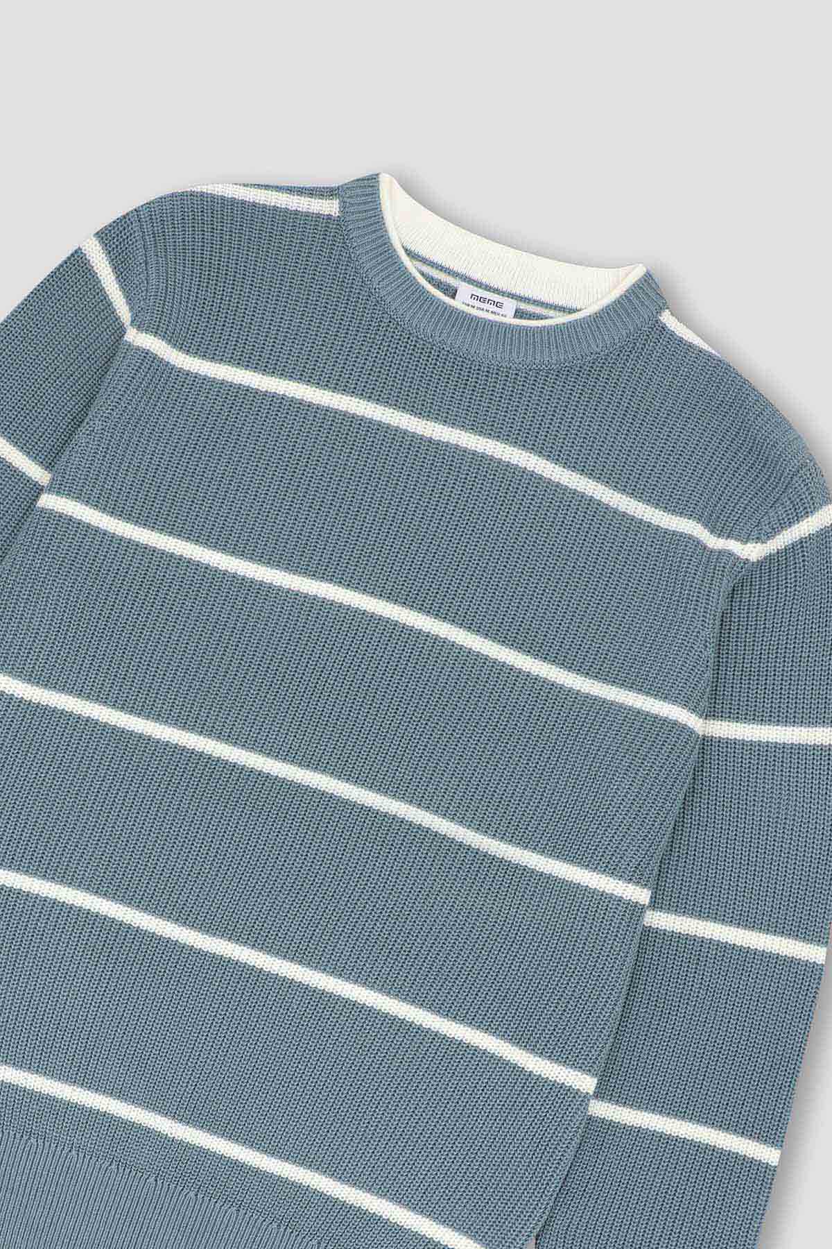 Pullover Stripe Sweater For Men - Grey