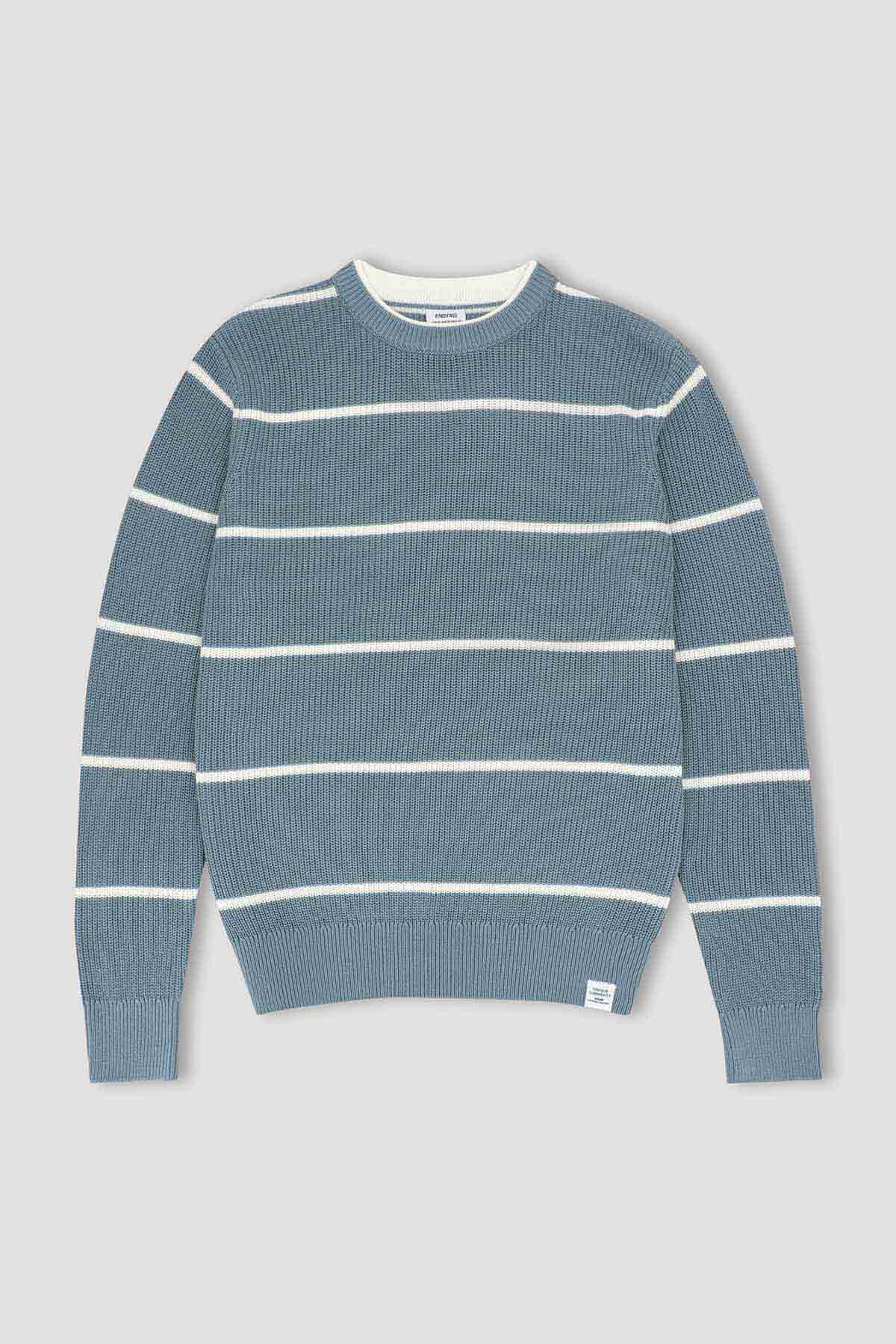 Pullover Stripe Sweater For Men - Grey